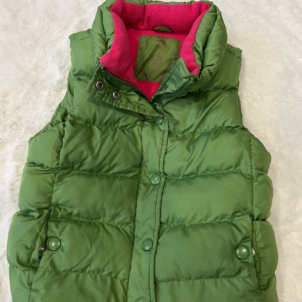 Green Puffer Vest with Pink Lining